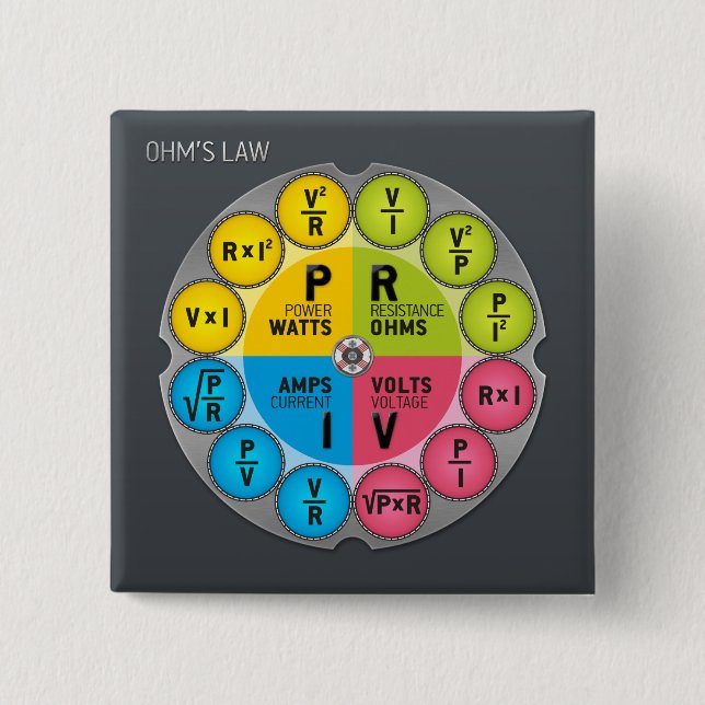 Ohm's Law Circle 15 Cm Square Badge (Front)