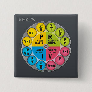 Ohm's Law Circle 15 Cm Square Badge