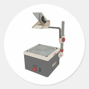 OHP 80s 90s Overhead Projector Classic Round Sticker