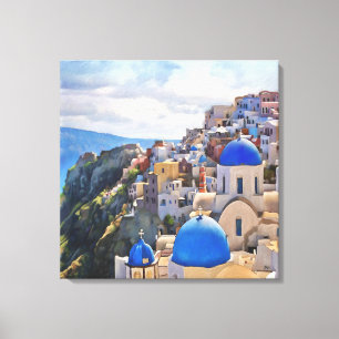 Oia, Santorini. Greece. Oil Painting. Canvas Print
