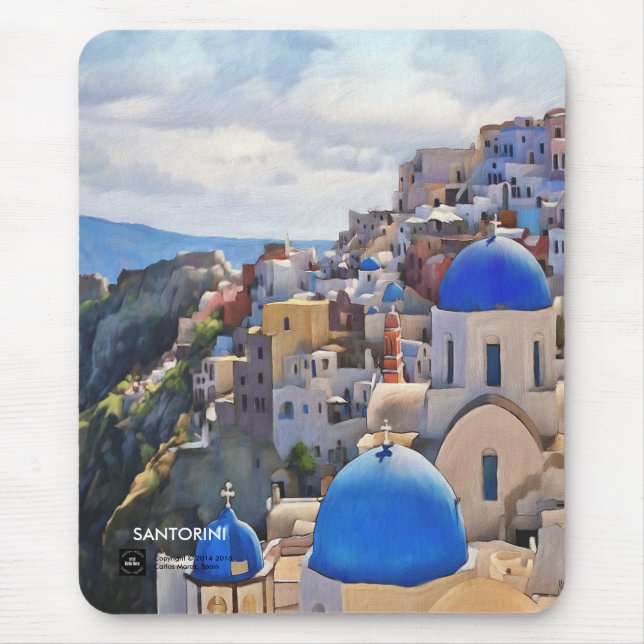 Oia, Santorini. Greece.Oil Painting. Gift Mousepad (Front)