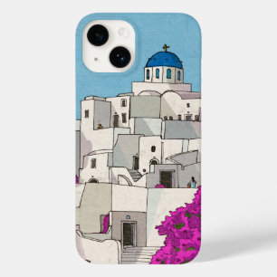 Oia Santorini Island Greece Whimsical Illustration Case-Mate iPhone 14 Case