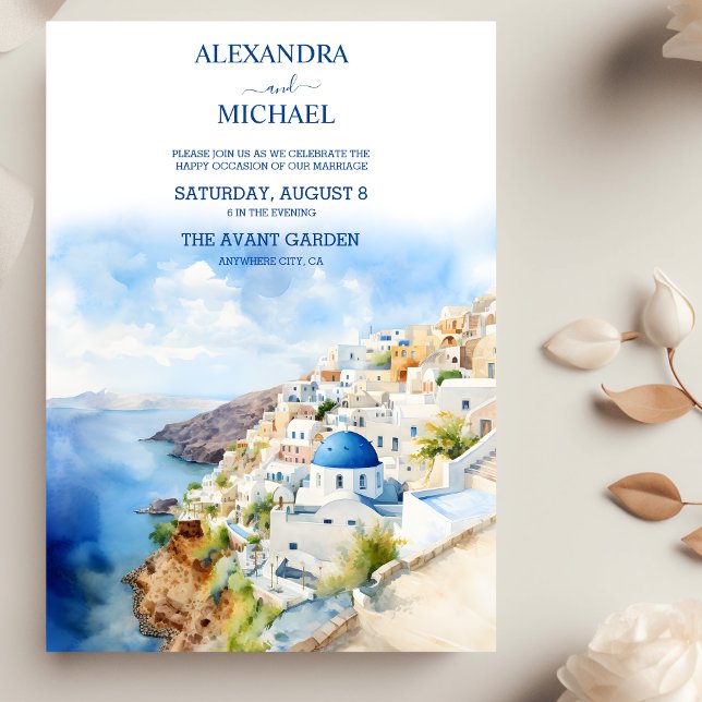 Oia Village Santorini Island Greece Wedding Invitation (Creator Uploaded)