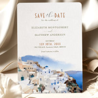 Oia Village Santorini Save The Date Wedding Italy