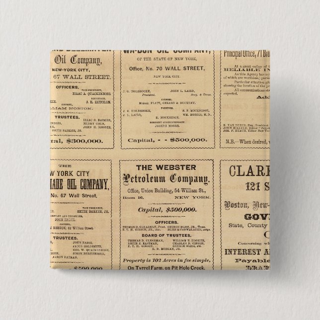 Oil Advertisements 15 Cm Square Badge (Front)