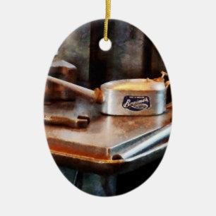 Oil Can And Wrench Ceramic Ornament