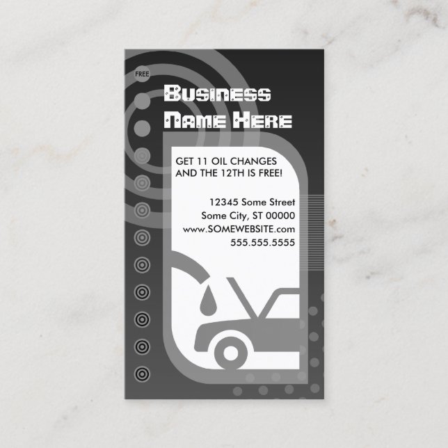 oil change loyalty card (Front)