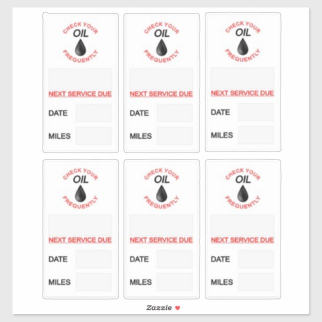 oil change reminder sticker pack 6 pcs Sticker (Sheet)