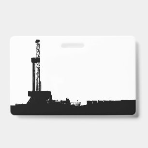 Oil Drilling Rig Silhouette Employee/Event Badge ID Badge