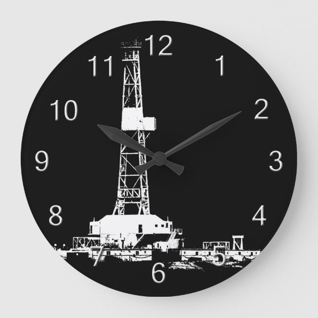 Oil Drilling Rig (white numbers) Large Clock (Front)