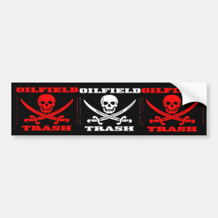 Oil Field Trash Bumper Sticker,Skull,Swords,Biker Sticker
