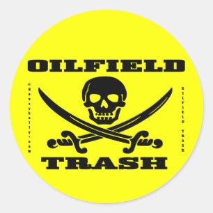 Oil Field Trash Hard Hat Sticker,Skull,Bones,Oil Classic Round Sticker