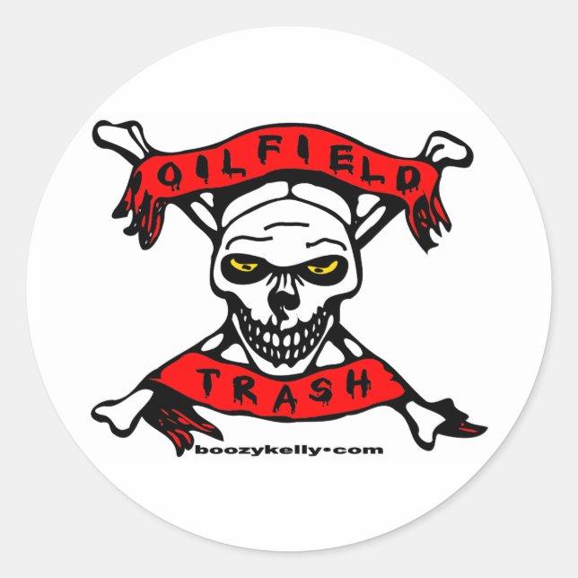 Oil Field Trash Skull Sticker,Oil,Roughneck Classic Round Sticker (Front)