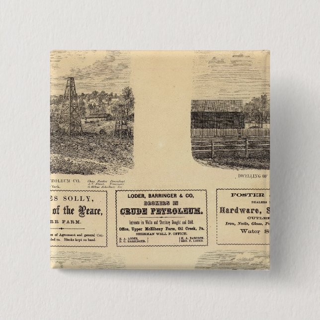 Oil fields, residence 15 cm square badge (Front)