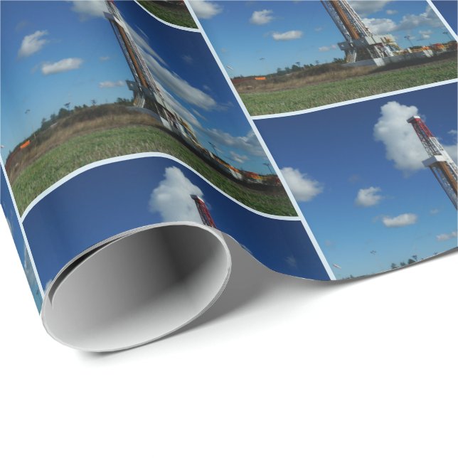 Oil Gas Rig Drilling  Print Gift Wrapping Paper (Roll Corner)