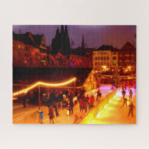 Oil - Ice Skating at Cologne Christmas Market Jigsaw Puzzle