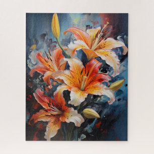 Oil Interpretation f a Bouquet of Tiger Lilies Jigsaw Puzzle