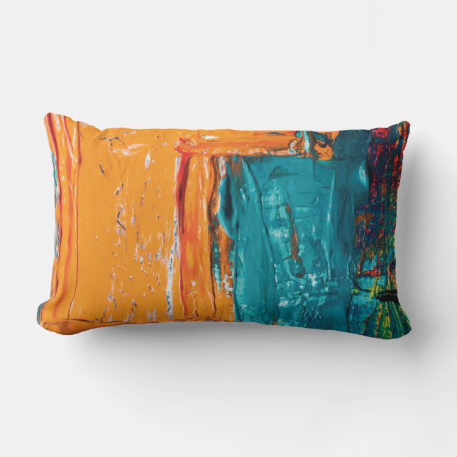 Oil Paint Abstract Artistic design Lumbar Cushion (Front)