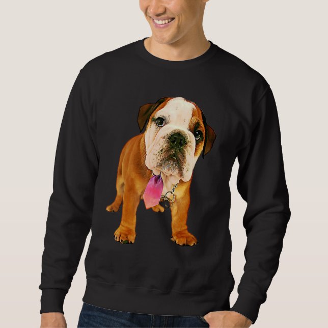 Oil Paint Filter Cute Bull Dog Puppy Sweatshirt (Front)