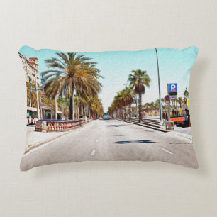 Oil paint. Imitation. Illustration. Broad street a Decorative Cushion