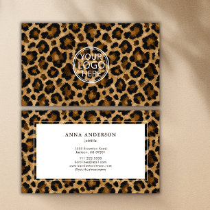 Oil Paint Leopard Animal Print Earth Tones Logo Business Card