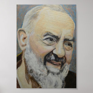 Oil paint Portrait of St. Padre Pio of Pietrelcino Poster