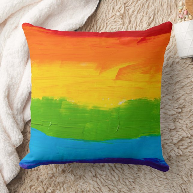 Oil paint Rainbow Colours Gay Lesbian LGBT Cushion (Blanket)
