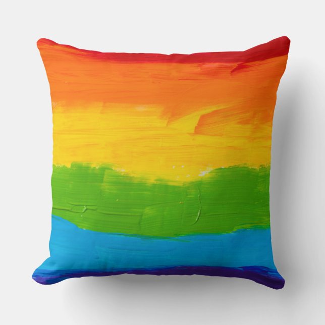Oil paint Rainbow Colours Gay Lesbian LGBT Cushion (Front)
