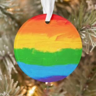 Oil paint Rainbow Colours Gay Lesbian LGBT Ornament