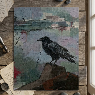 Oil Paint Raven – Moody Corvid Gothic Jigsaw Puzzle