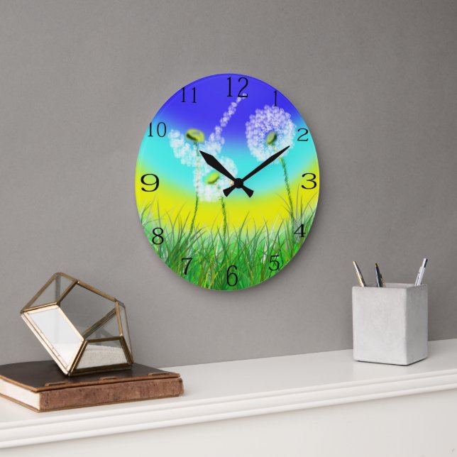 Oil Painted Dandelion Weed Clock, Large Clock (Office)