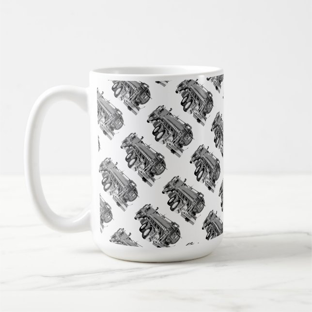 Oil Painted Fire Engine Pattern, Coffee Mug (Left)