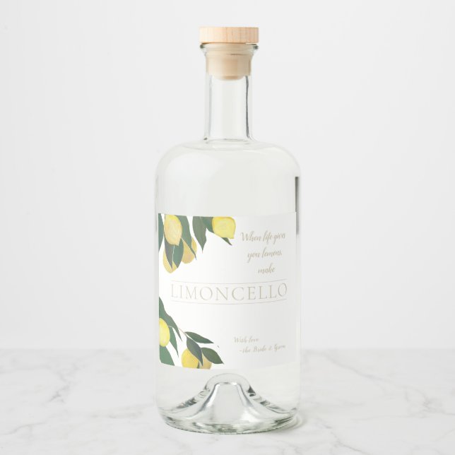 Oil Painted Lemon Liquor Bottle Liquor Bottle Label (Front)