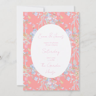 Oil Painted Pastel Pink Floral butterflies Invitation