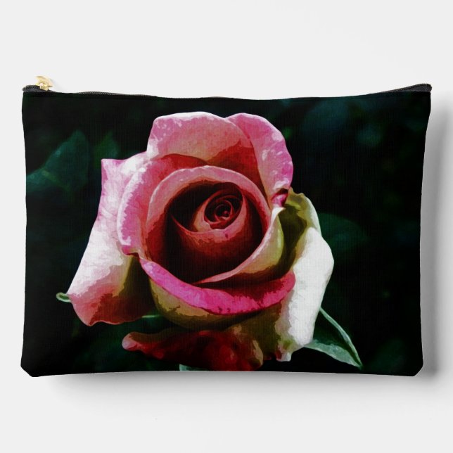 Oil painted red rose accessory pouch (Front)