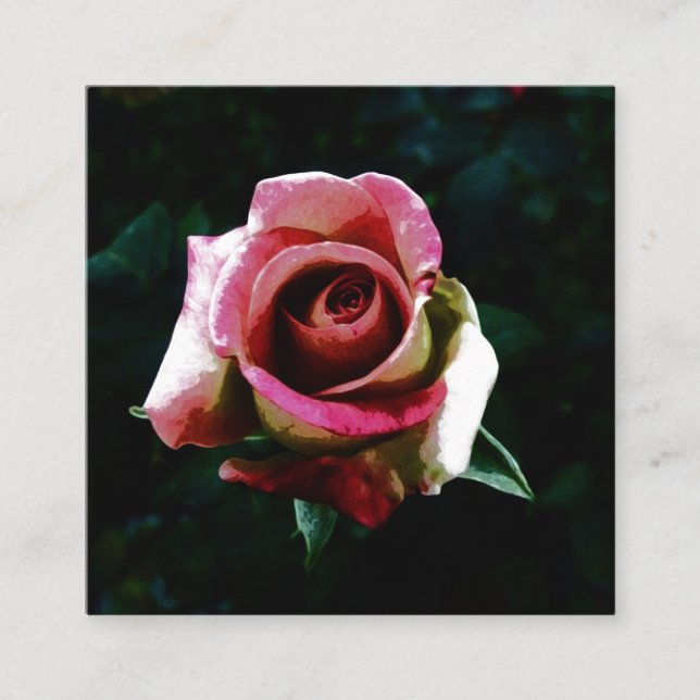 Oil painted red rose calling card (Front)