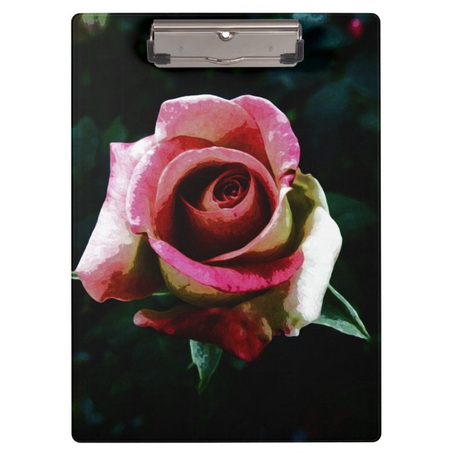 Oil painted red rose clipboard (Front)
