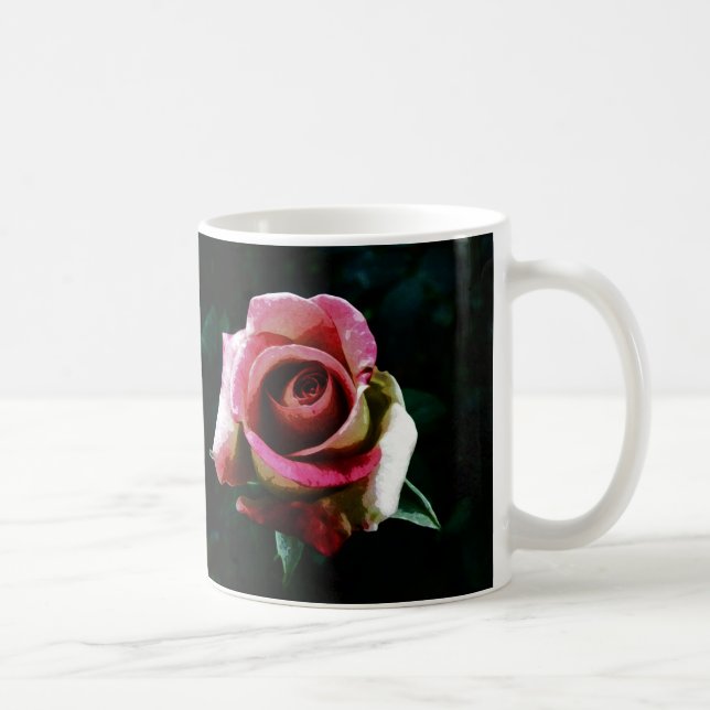 Oil painted red rose coffee mug (Right)