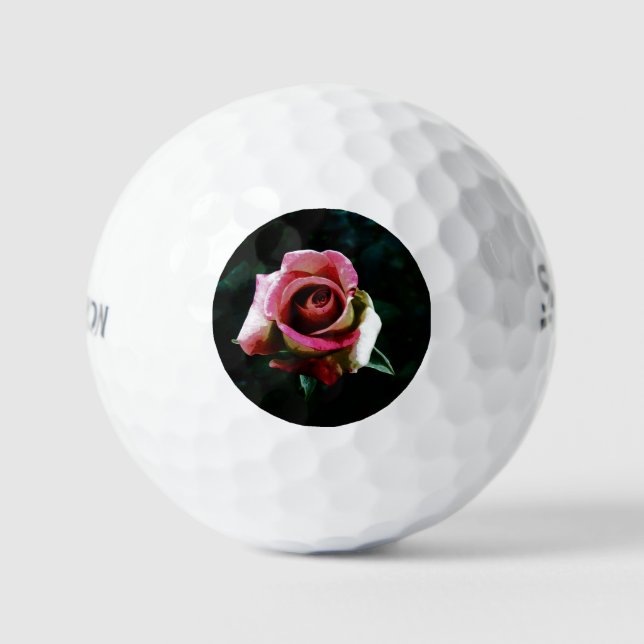 Oil painted red rose golf balls (Front)