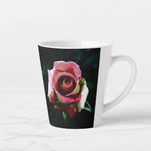 Oil painted red rose latte mug