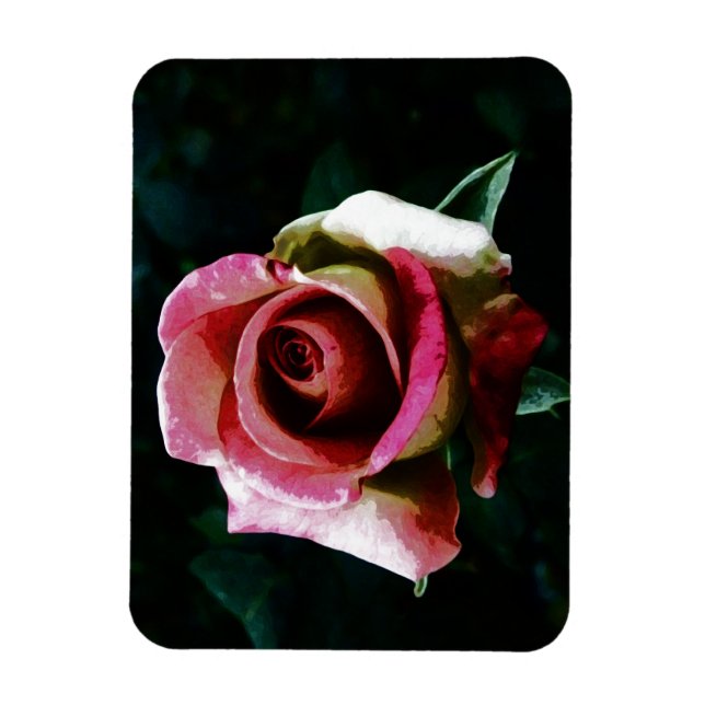 Oil painted red rose magnet (Vertical)