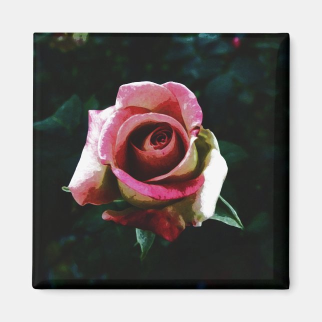 Oil painted red rose magnet (Front)