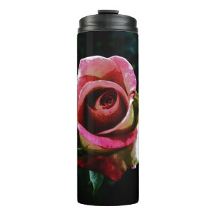 Oil painted red rose thermal tumbler
