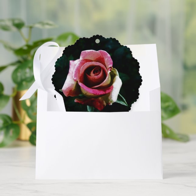 Oil painted red rose tree decoration card (Envelope)