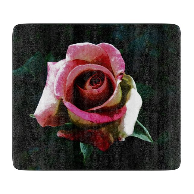 Oil Painted Rose Cutting Board (Front)