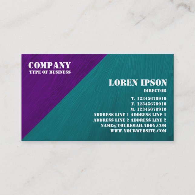 Oil Painted Triangular Corner - Purple and Green Business Card (Front)
