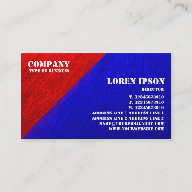 Oil Painted Triangular Corner - Rad and Blue Business Card (Front)