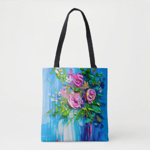 Oil painting a bouquet of roses. Impressionist sty Tote Bag