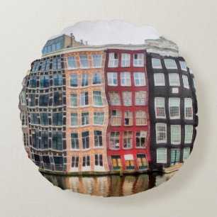 Oil painting. Acrylic artwork. Watercolor drawing. Round Cushion