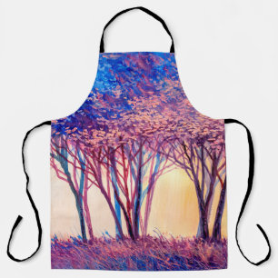 Oil painting colorful trees. Abstract image of for Apron
